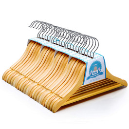 Дерев'яні вішалки для дитячого одягу Homewit - 24 шт. з перекладиною, з заглибленнями, 360° обертання, для малюків та дітей - 30 см