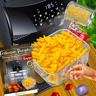 Фритюрниця KESSER® XXL Airfryer 9в1 з грилем, дегідратором та аксесуарами | 1800 Вт, чорний