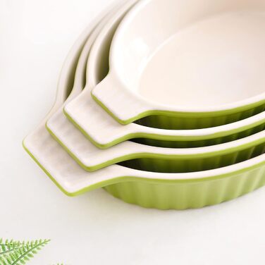 MALACASA Набір форм для запікання Bake.Bake (4 шт.) з жароміцної кераміки, зелений | 34,5+27,5+30,3+23 см