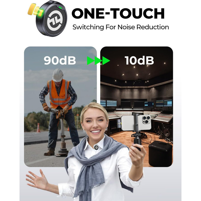 Hollyland Lark M2 бездротовий петличний мікрофон для iPhone 15/16/17 та Android, 300м радіус дії, Hi-Fi звук, шумозаглушення, 30 годин роботи, міні-мікрофон для відео (2TX + USB-C RX + зарядний кейс) USB-C (2TX+1RX) Чорний