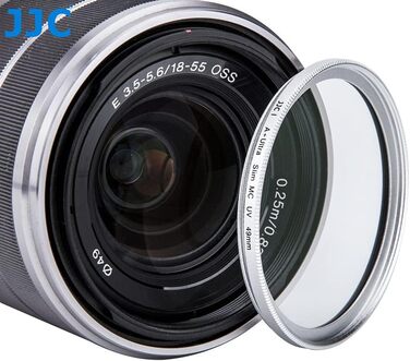 Фільтр JJC UV 49mm, ультратонкий, багатошарове покриття, захист від УФ-випромінювання, для об'єктивів Canon Sony DSLR з різьбою 49mm (Срібний)
