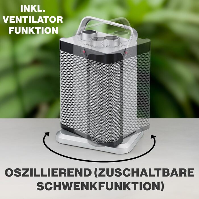 Електричний обігрівач Clatronic HL 3631 з PTC-керамічним нагрівачем, 2000W, 1500W, 7-ступінчатий регулятор, осциляція, енергозберігаючий