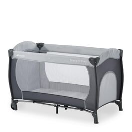 Hauck Sleep N Play Go Plus Travel Cot with Carry Bag, Wheels, Crawl-Through Opening, Compact Folding, Baby Travel Cot for Toddlers from Birth up to 15 kg (Stone) Stone Sleep N Play Go Plus