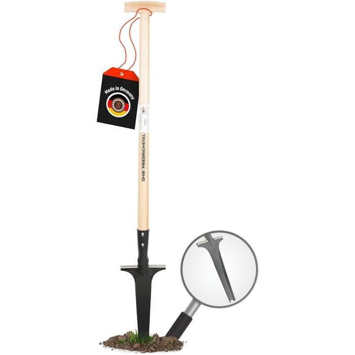 SHW-FIRE Professional Weed Puller with 82cm Ash Wood Handle - Hand-forged with Practical Step