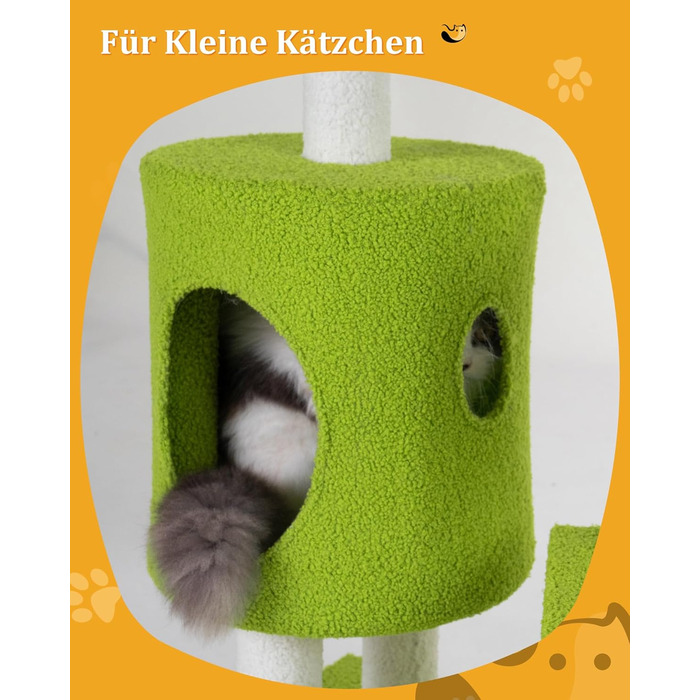 Кігтеточка-будинок для котів з квітами, 104 см, зелено-рожевий. Багатоповерхова кігтеточка з гамаком та будиночком.