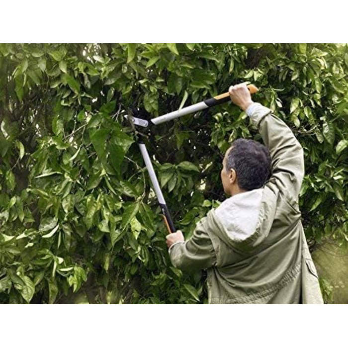 Секатор Fiskars PowerGearX LX99-L для сухої та твердої деревини, 80 см, антипригарне покриття, загартована сталь, чорний/помаранчевий