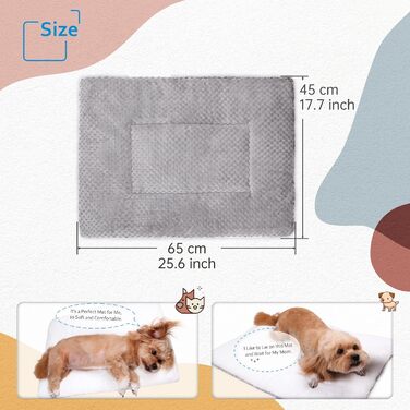 М'який килимок для собак та котів 60x80 см, білий з принтом кісток, машинне прання