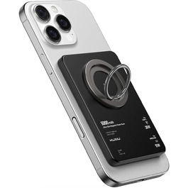 Power Bank KU XIU Magsafe 5000mAh: Тонкий, з підтримкою MagSafe, PD 20W, з кільцем-тримачем, чорний