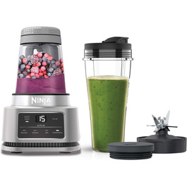 Ninja Foodi Power Nutri Mixer 2-in-1, Smoothie Bowls Maker, thick spreads & frozen drinks, automatic programs, 700ml cup & 400ml bowl with Power Paddle, 1100W, Silver CB100EU 2-in-1 Mixer, 1100W