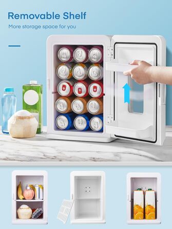 NORTHCLAN Міні холодильник 2в1 15 літрів (21 банка), портативний з охолодженням та нагріванням, 12V/220V для авто, офісу та гуртожитку, чорний, Max & Eco-режим