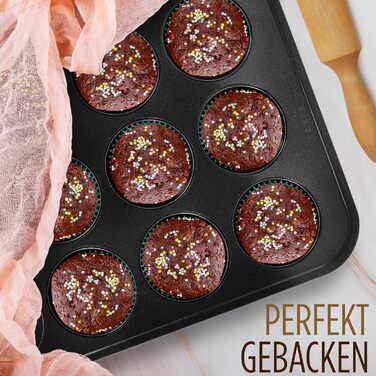 Набір форм для випічки NutriChef 6 шт. – Чорний антипригарний набір: дека, форми для запікання та кексів. Підходить для хліба, маффінів та лазаньї. Миється в посудомийній машині, витримує до 230°C, зручне зберігання.