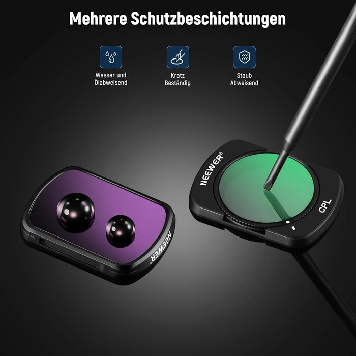 Набір фільтрів NEEWER ND/CPL для DJI Osmo Pocket 3: 4 шт. (ND16, ND64, ND256, поляризаційний)