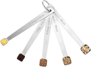 Набір мірних ложок Mini Messlöffel Set (5 шт.) з нержавіючої сталі | 1,5мл, 1,25мл, 0,9мл, 0,6мл, 0,3мл | Для приготування, випічки, вимірювання спецій