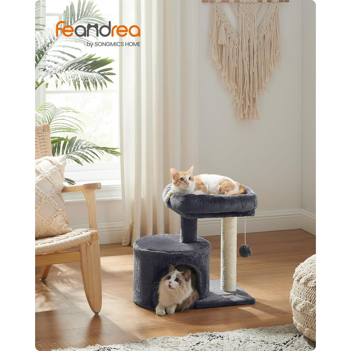 Дряпалка для котів Feandrea PCT50W сірого кольору з сизалевим стовпом та м'якою платформою