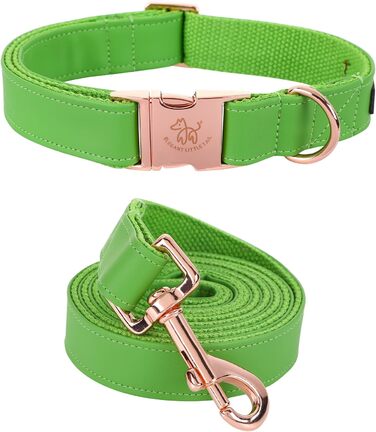 Елегантний шкіряний нашийник та поводок для собак - міцний аксесуар для маленьких собак, зелений (1 шт.)