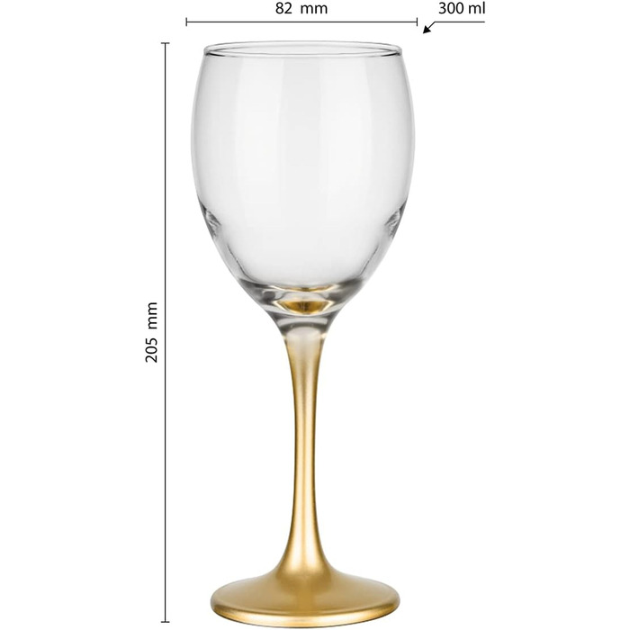 Набір келихів для вина Krosno Glasmark 6 шт. 0.3L (червоне, біле) - прозорі з золотим декором, стійкі до миття в посудомийній машині