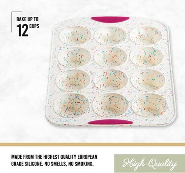 Trudeau Muffin Mold made of structured silicone, for 12 muffins, confetti/fuchsia