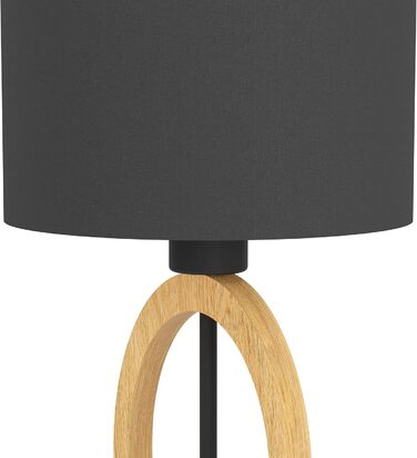 Торшер Eglo Basildon 1: дерев'яний торшер з абажуром, настільна лампа для вітальні, спальні, з вимикачем, E27