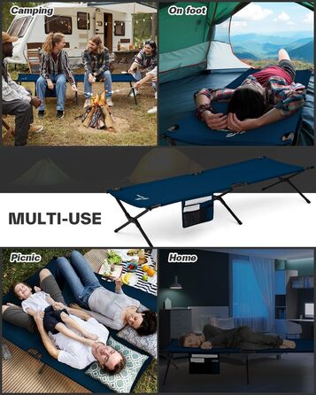 Розкладне ліжко Sportneer для кемпінгу та відпочинку на природі (199x73 см, блакитне)
