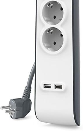 Мережевий фільтр Belkin з захистом від перенапруги та USB-портами, 8 розеток, 2 USB-A, 2.4A, кабель 2м, для дому та офісу