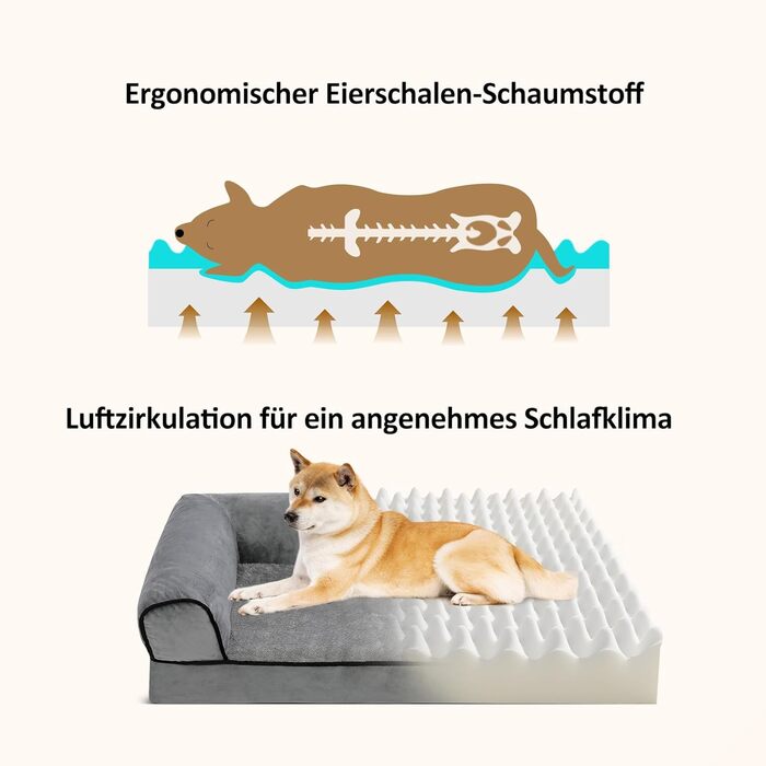 Ортопедичне ліжко для собак Growaystory - зручне собаче ліжко-софа з ефектом яєчної форми, з м'яким наповнювачем, що не ковзає, 76x51x18 см