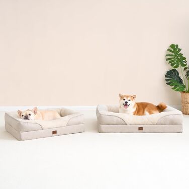 Ортопедичне ліжко для собак EHEYCIGA, 76x51x16.5 см, Memory Foam, миється, водонепроникне, бежеве