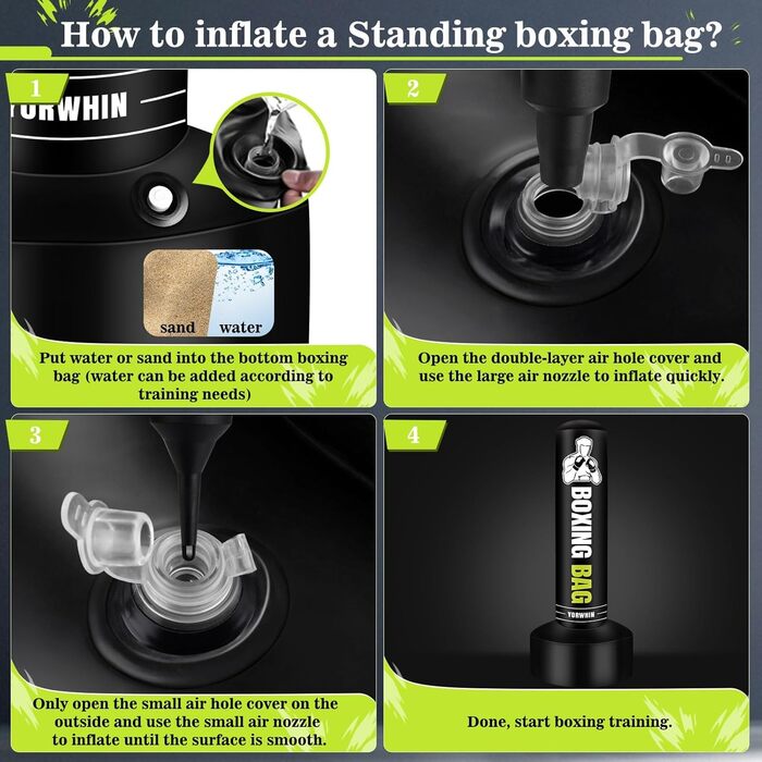 Надувний боксерський мішок для дорослих, стоячий боксерський мішок, самостійний мішок для кікбоксингу, обладнання для тренувань MMA, Муай Тай, фітнесу (стиль Power Punch A)