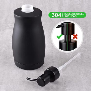 Дозатор мила для кухні та ванної кімнати з нержавіючої сталі, 390 мл, чорний
