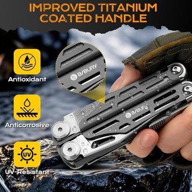 Мультитул BIBURY 19 в 1 з нержавіючої сталі: мультиінструмент з плоскогубцями, ножем, ножицями, викрутками. Ідеальний подарунок для чоловіків для відпочинку на природі, кемпінгу та ремонту.