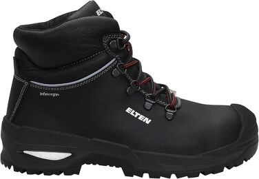 Черевики захисні ELTEN Francesco XXSG Black Mid ESD S3S, чорні, шкіряні, з металевим носком, легкі, міцні, 42 EU (жіночі та чоловічі)