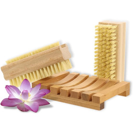 HOFMEISTER® Bath Brush with soft natural bristles, made of pear wood, 44 cm length, Made in Germany (Set, 1)