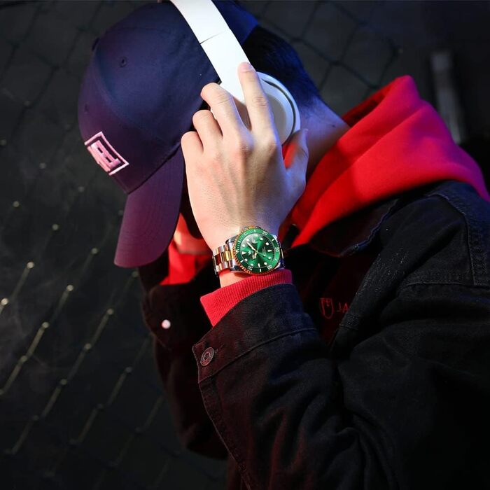 Чоловічий механічний годинник OLEVS з автопідзаводом, водонепроникний, скелетон (двоколірний зелений)