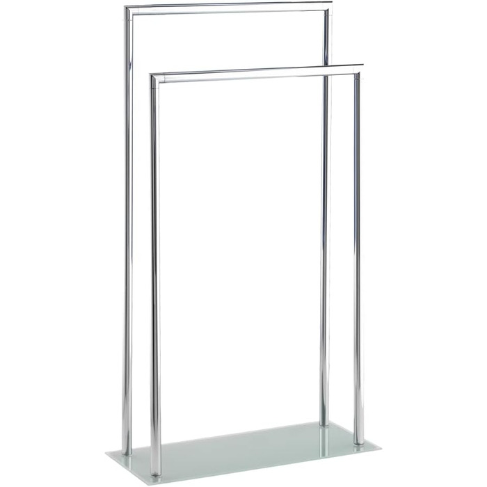 WENKO Style Towel Rail with 2 Bars, Heavy Glass Base, Glossy