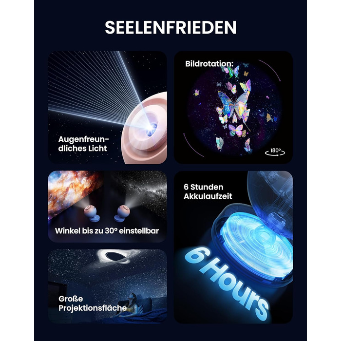 POCOCO Starry Sky Projector, Galaxy Star Projector, Home Planetarium for Kids and Adults; for Bedrooms, Interiors; as Decoration, Sleep Aid, and Relaxation - with 2 Discs