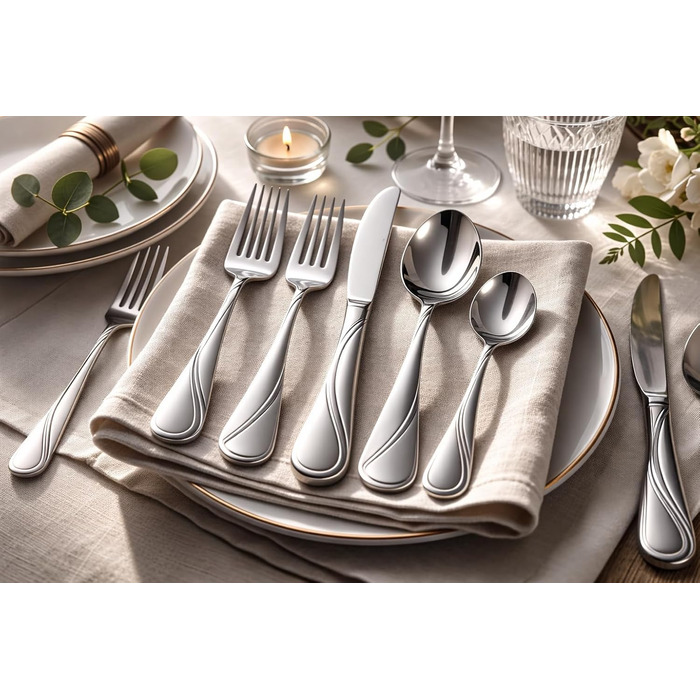 Набір столових приборів SATIN 72 предмети з нержавіючої сталі на 12 осіб (виделки, ложки, ножі) у кейсі