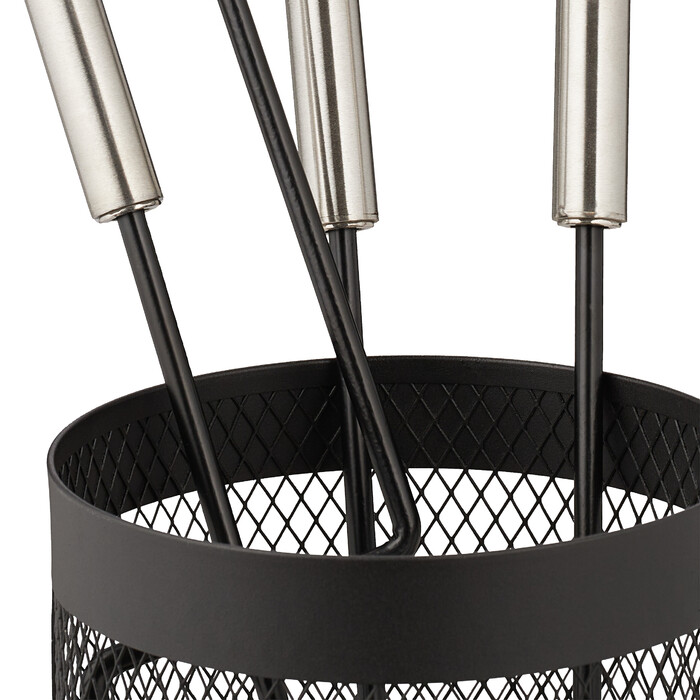 Relaxdays 5-Piece Fireplace Tool Set in Bucket, Black