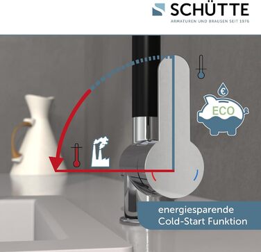 Шутер кухонний змішувач RIO 360° (хром/чорний мат), поворотний вилив, для однієї/двох мийок