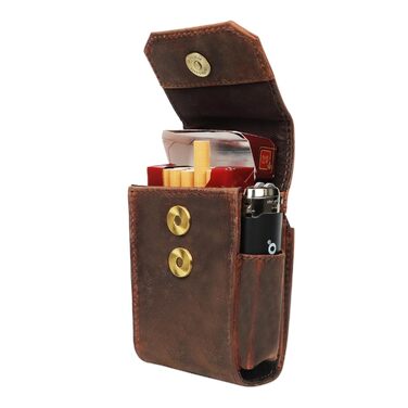 Leather cigarette case (13A) cigarette pouch cigarette box New color Brown