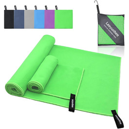 Набір рушників Leeyunbee з мікрофібри (2 шт.) - 160x80 см + 80x40 см, швидковисихаючі, для спорту, подорожей, пляжу (зелений)