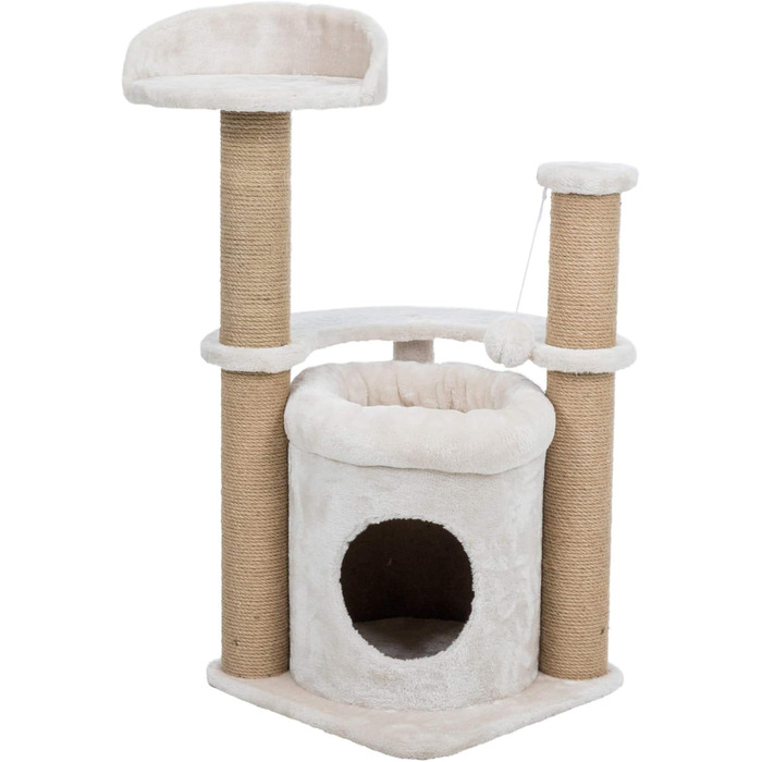 Дряпалка для котів TRIXIE Nayra з джутовим обмотаним стовпчиком та великою печерою, з іграшкою, 82,7 см, колір Greige-Braun