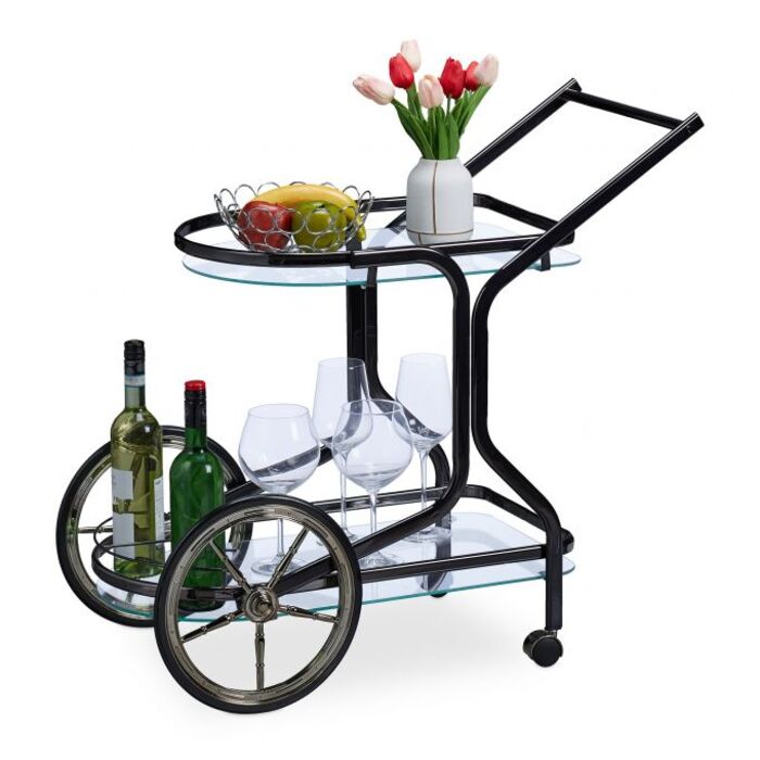 Relaxdays Black Serving Cart with 2 Levels