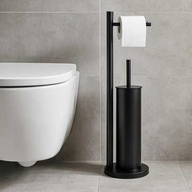 Тримач для туалетного паперу з підставкою для йоржика, чорний лофт, YOKA