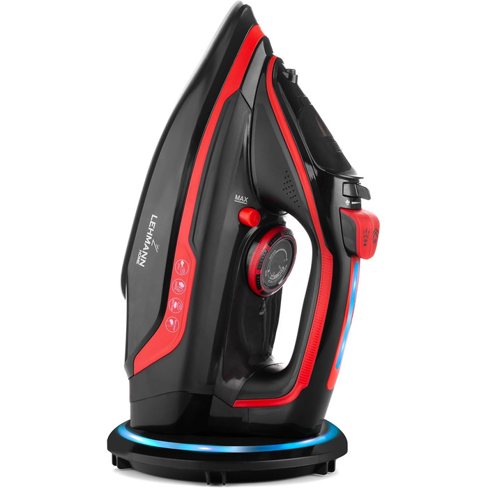 Пароочищувач Lehmann LGOIR-2632 бездротовий з базою | Регулювання температури та подачі пари | Вертикальне прасування, захист від протікання, антиналіт, самоочищення | з резервуаром для води