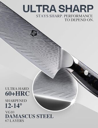 Ніж кухонний професійний Santoku WILDMOK 17 см, VG10 дамаська сталь, ергономічна рукоятка, для дому та ресторану