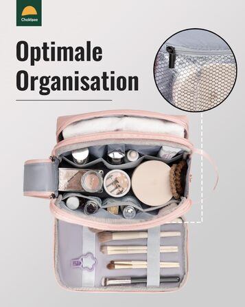 Чоловіча дорожня косметичка Kulturbeutel, водонепроникна, легка, з двома блискавками (Рожева)