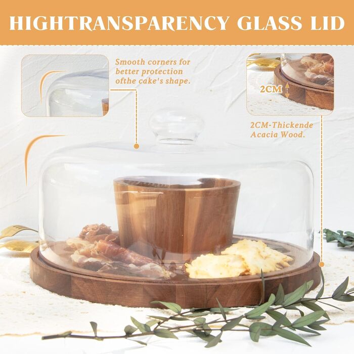 Дерев'яна тортівниця Tel Charme з кришкою, 30 см, поворотна, для випічки та декорування