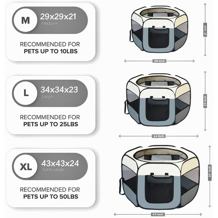 Переносний загін для собак, складаний вольєр для тварин, клітка для котів, вольєр для вагітних котів, зона для собак, розмножувальна клітка для собак, переносна клітка з сумкою (L, сірий)