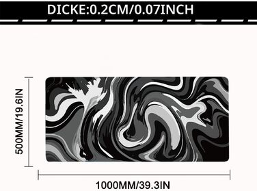 Ігровий килимок для миші Rcege Black & White Abstraction, 1000x500 мм, протиковзкий з прошитими краями