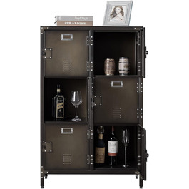 Metal locker with lockable doors, industrial steel cabinet for school, home, office, garage, H140*W38*D46 cm (6 doors)