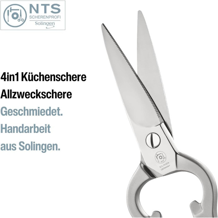 Кухонні ножиці NTS Solingen з нержавіючої сталі, Made in Germany. Якісні ножиці для кухні, підходять для правші та лівші. Класичний дизайн.